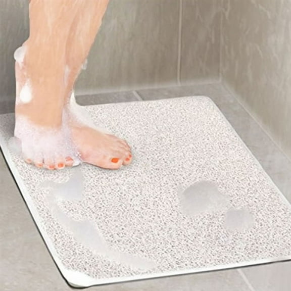 TV Time Non-Slip Backing Soft Surface Shower Rug for Shower or Bath 30" x 18" 1 Piece White Silicon
