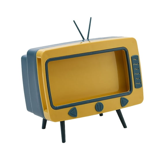 TV Tissue Box Mobile Phone Stand Desktop Tissue Napkin Container Holder Rack Storage Case,Blue,Pp