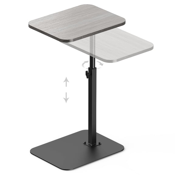 TV Tray Light Gray 11.8*15.7 in Standard C-Shaped Adjustable Height Swivel End Table