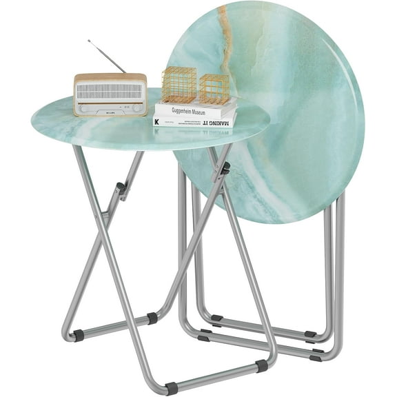 Unbranded 2-Piece Foldable TV Tray with Blue Marble