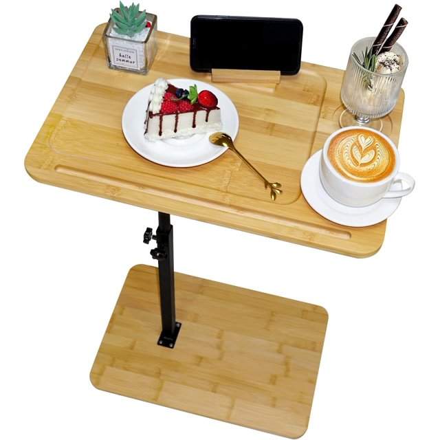 Tray Table Couch Side Table Large C Shaped Bamboo End Table Height