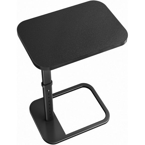 TV Tray Table, Adjustable Height & Rounded Metal Corners, Snack Table for Couch, Sofa, Bed, Chair, Living Room, C Shaped End Side Table for Eating, Dinner or Laptop, Small Spaces, Black