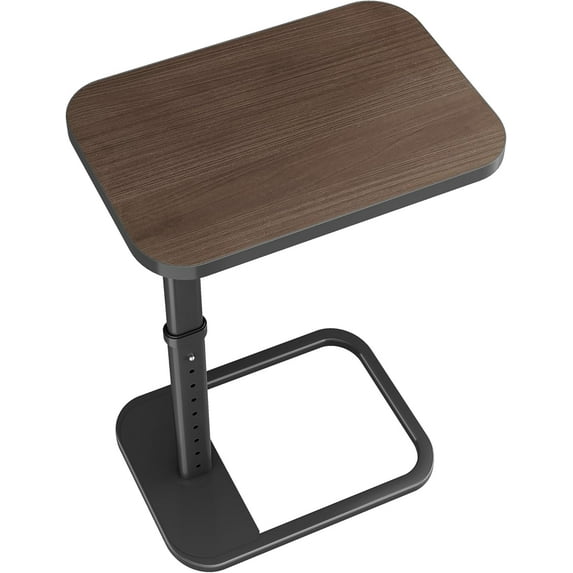 TV Tray Table, Adjustable Height & Rounded Metal Corners, Snack Table for Couch, Sofa, Bed, Chair, Living Room, C Shaped End Side Table for Eating, Dinner or Laptop, Small Spaces, Espresso