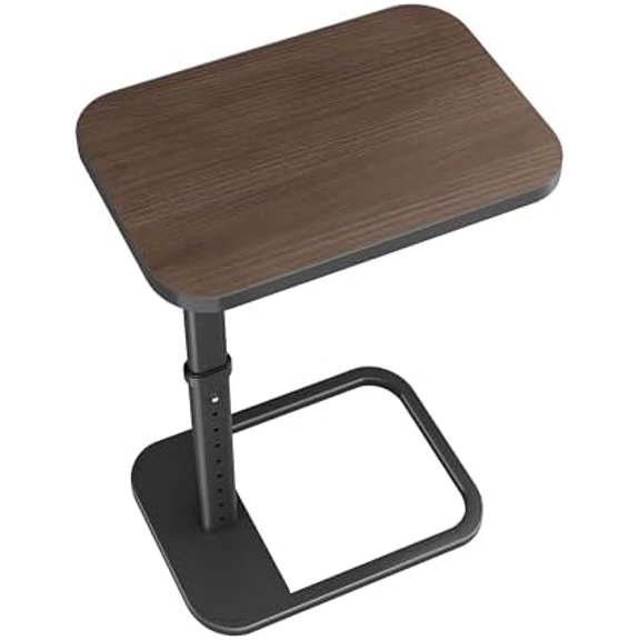 TV Tray Table, Adjustable Height & Rounded Metal Corners, Snack Table for Couch, Sofa, Bed, Chair, Living Room, C Shaped End Side Table for Eating, Dinner or Laptop, Small Spaces, Espresso