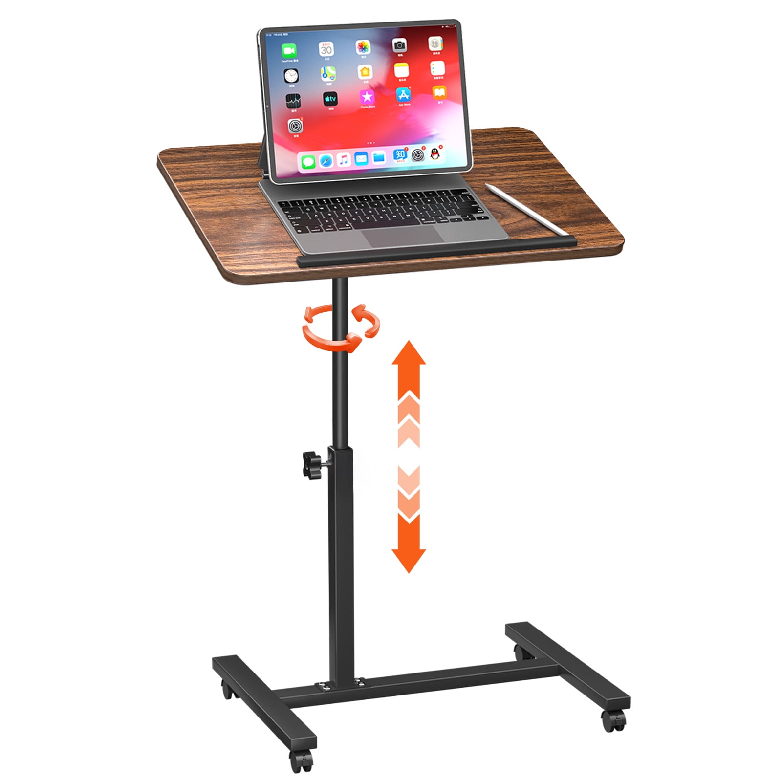 WLRETMCI Adjustable Height Overbed Table with Wheels, Bedside Tray Table for Hospital Home Office