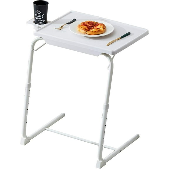 TV Tray Table Portable Desk Folding Dinner Tray, Couch Table Trays for Eating Snack Food, Portable Laptop Desk, Bed Trays for Eating | Adjustable TV Trays with 3 Angles and Cup Holder