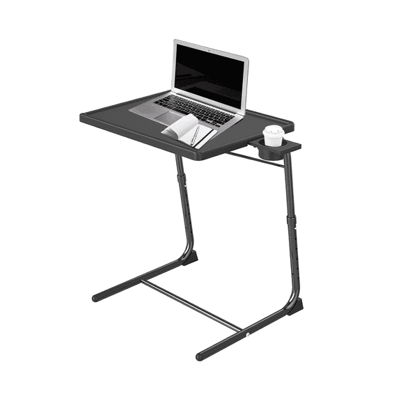 TV Table Portable Desk Folding Dinner Tray, Couch Table Trays for Eating Snack Food Adjustable Bed Laptop Desk for Eating with 3 Angles and Cup Holder