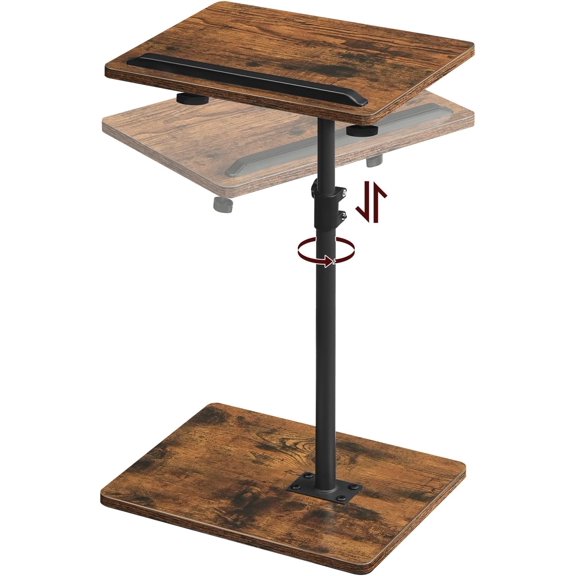 TV Tray Table, Sofa Armrest Tray Table for Couch, 360° Swivel Height Adjustable End Table, Snack Side Tables with Phone and Tablet Slot, C Shaped