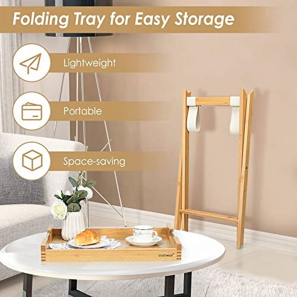 TV Tray Table, TV Dinner Folding Trays with Storage Rack, Portable