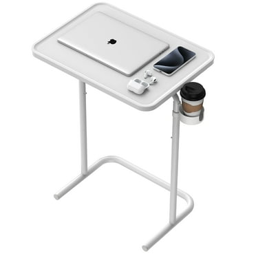 TV Tray Table - TV Dinner Tray on Bed and Sofa, Comfortable  Table with 3 Heights and 3 Tilt Angle Adjustments,White