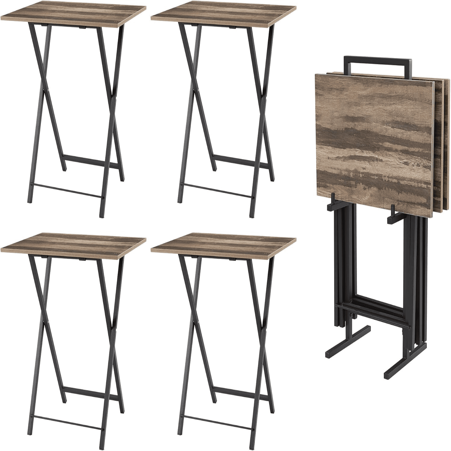 HOOBRO Side Table 2 Set, Folding Tables, TV Tray Table, Snack Table For Eating, Small Sofa End Laptop Drinks Coffee Table For Small Space, Living