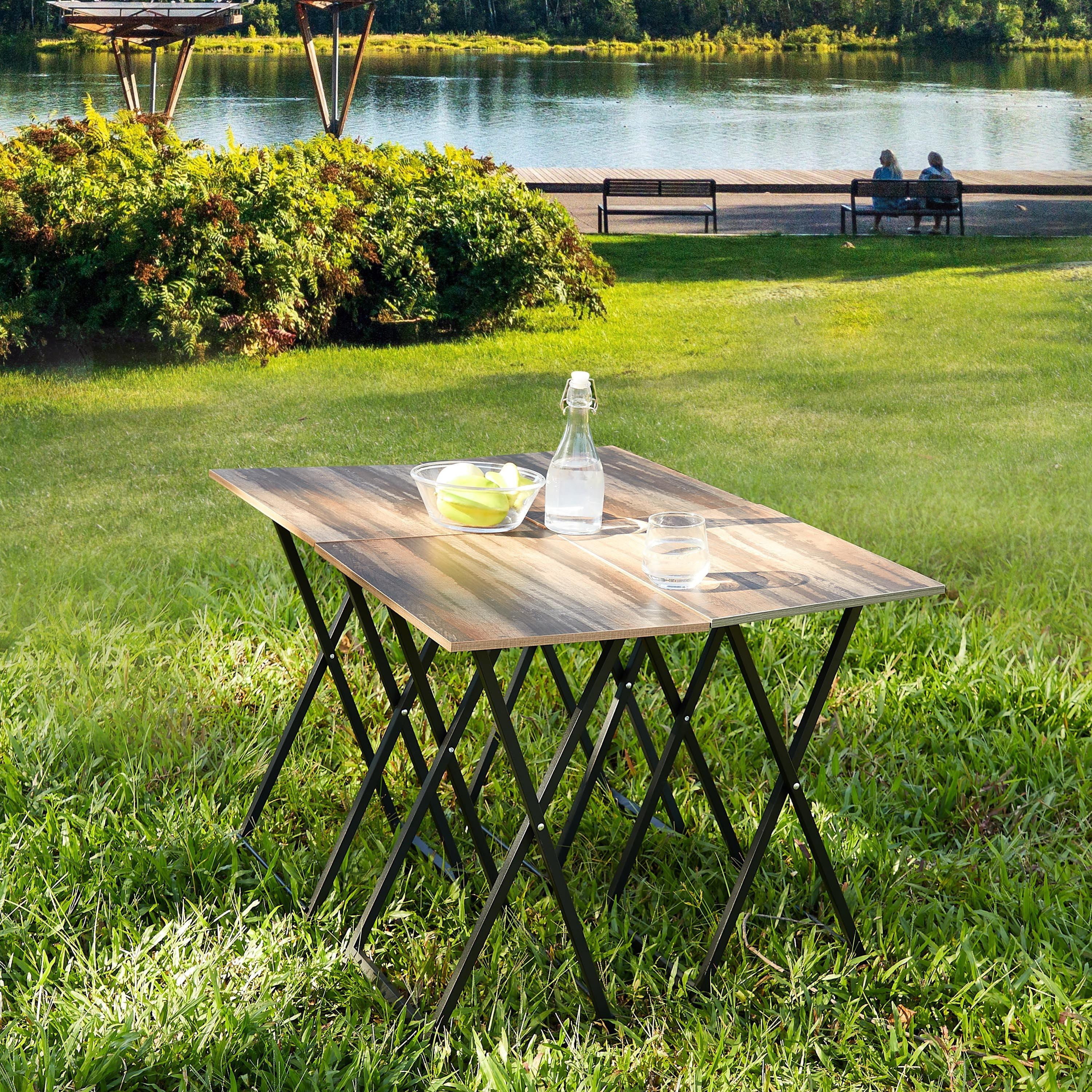 TV Trays for Eating Set of 4 with Stand,Folding TV/Snack Tray Table Set ...