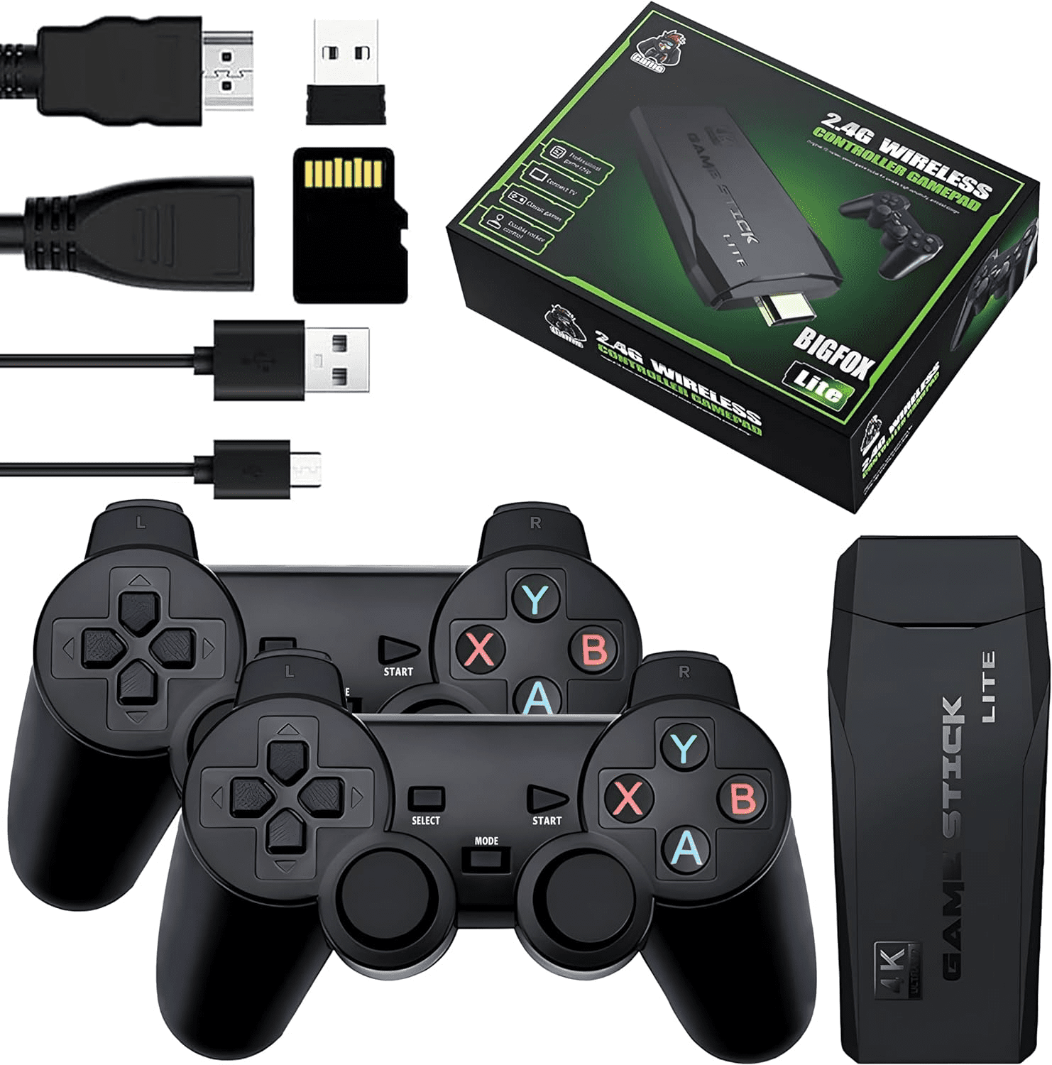 TV Video Game Stick - Nostalgia Stick Game Console - 4K HDMI Output - Plug and Play Video Game Console - 32/64/128GB- Double 2.4G Wireless Controllers - Built in 20000+ Games - Kid Birthday Gift
