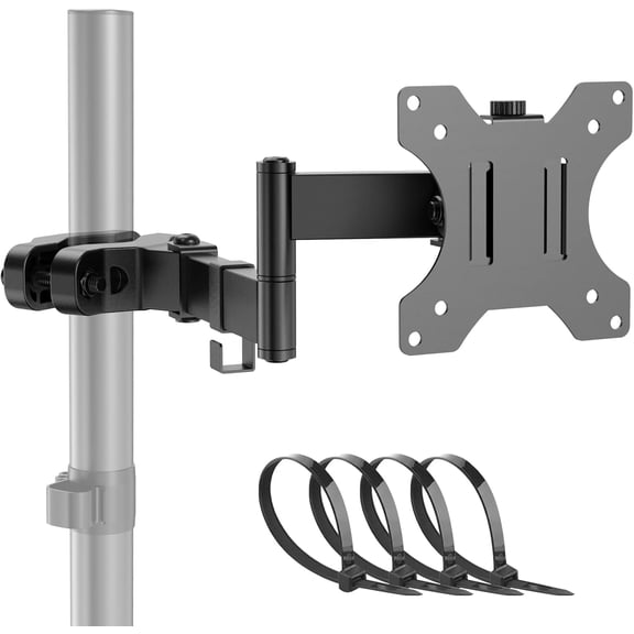 Universal VESA Pole Mount, Full Motion TV Pole Mount Fits 17 to 32 inch Screens, with Removable 75mm and 100mm VESA Plate, Vesa Mount Arm Holds up to 8kg/17.6lbs, Black