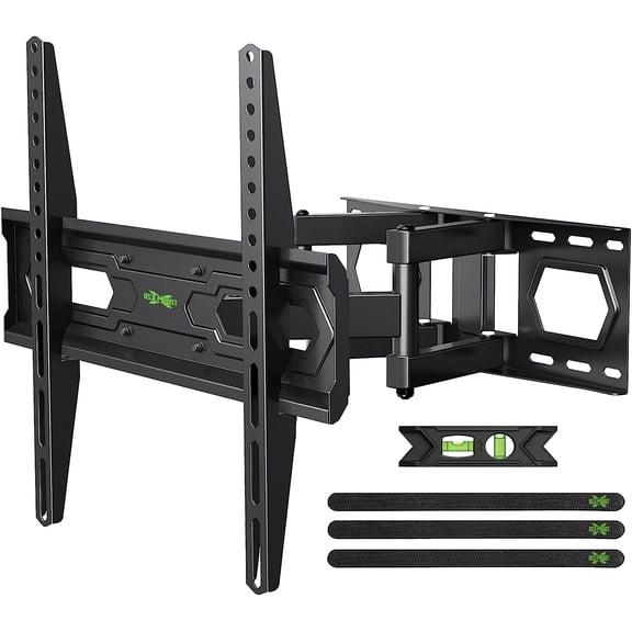 TV Wall Mount for 32-74 inch Flat Screen/LED/4K up to 110lbs, Full Motion Bracket with Swivel & Tilt Articulating Dual Arms, Max VESA 400x400mm, Fits 12/16" Wood Studs