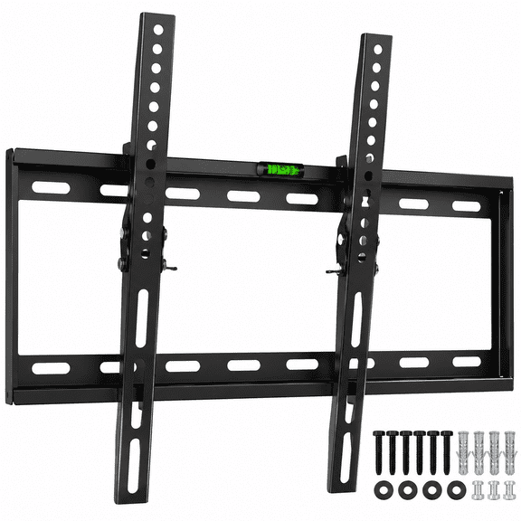 Universal TV Wall Mount for 32-70 Inch TVs, Heavy Duty Tilting TV Bracket, Low Profile Steel TV Mount with Safety Lock, Supports Up to 165 lbs