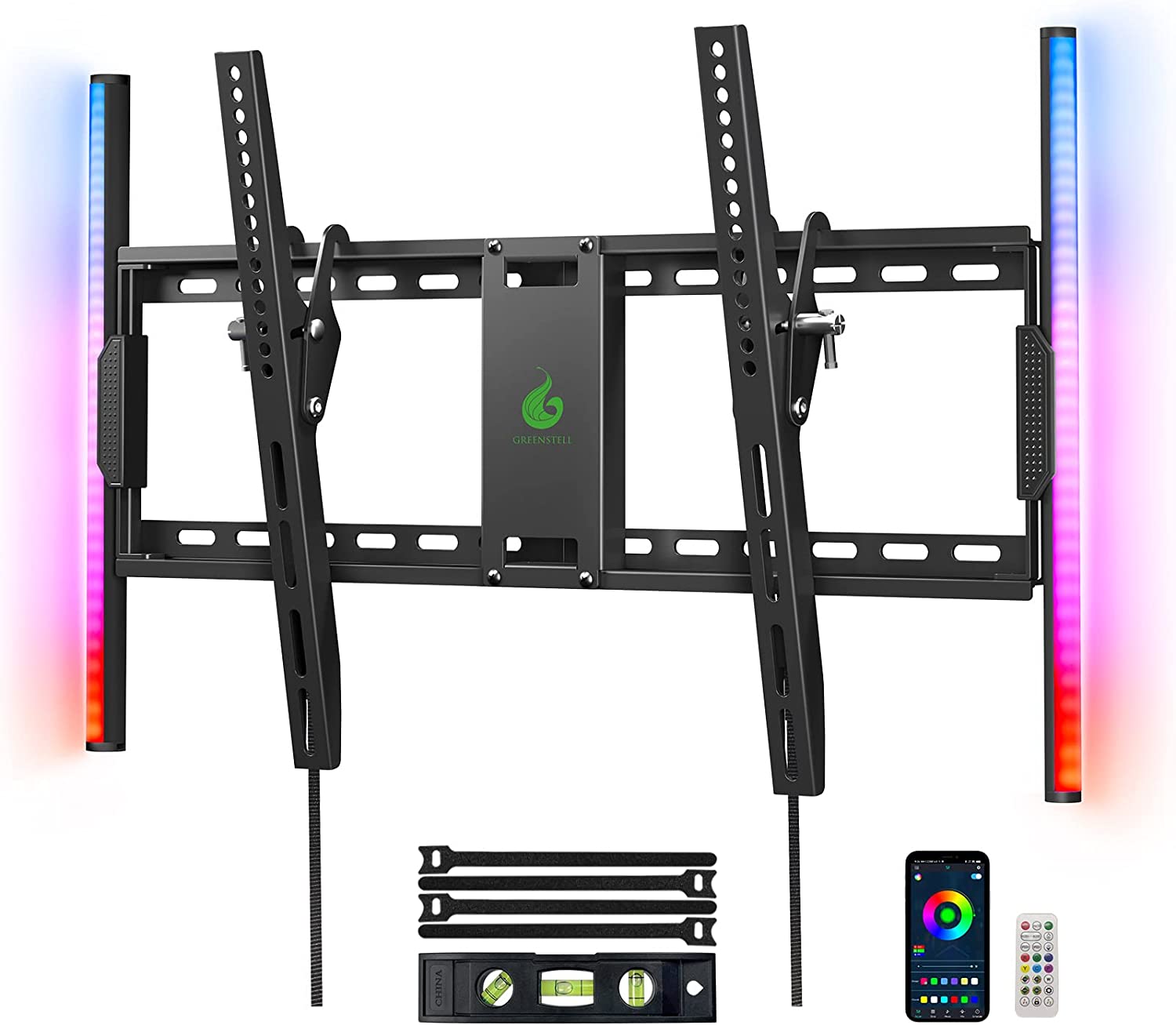 TV Wall Mount with LED Lights, Tilt TV Mount for 37"-75" Flat/Curved ...
