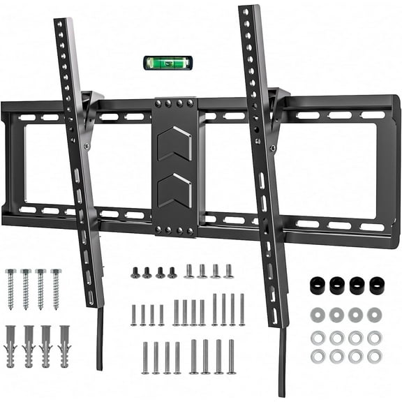 TV Wall Mount for Most 37-82 Inch, Low Profile Tilt Bracket Flat/Curved TVs with Max VESA 600x400mm, Fits 16"-24" Studs Up to 132 lbs, Black