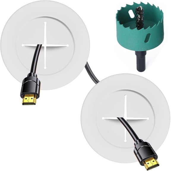 TV Wire Hider Kit for Wall Mount TV, White in Cable Management Kit, Includes 2 Pass Throughs and Hole Saw Drill Attachment Easy Install