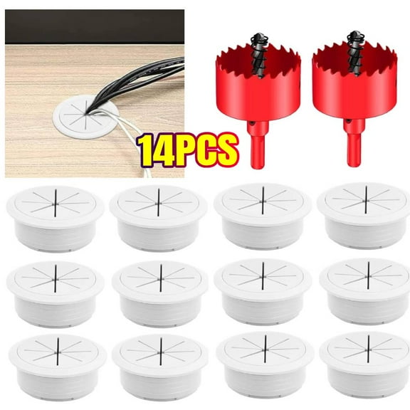 TV Wire Hider Kit for Wall Mount TV, White in Wall Cable Management Kit, Includes 12 Pass Throughs and Hole Saw Drill Attachment