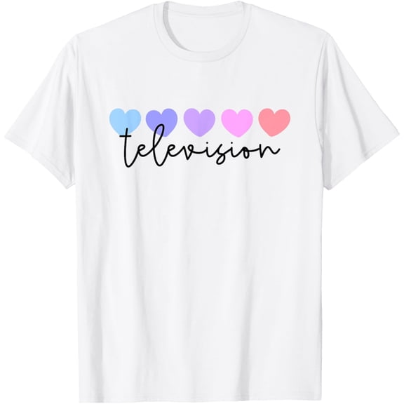 TV or Television Lover Heart Women Girls or Mom T-ShirtMen and women can wear white T-shirts, gifts. Age: M,,L,XL,2XL,3XL, 36XL