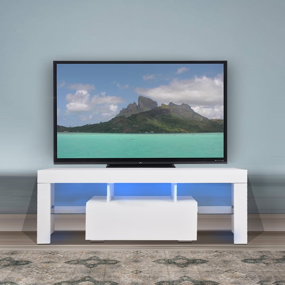 TV stand with Storage 43 inch LED Modern TV Media Console Entertainment Center with Drawer TV cabinet for Living Room Bedroom(White)