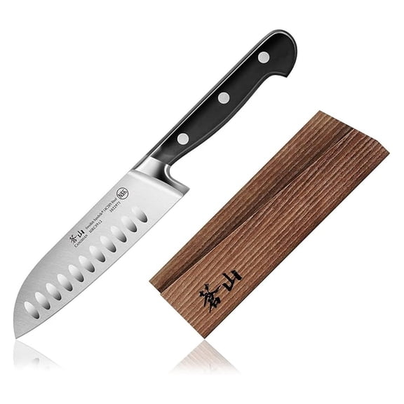 TV2 Series 1022988 Swedish 14C28N Steel Forged 5-Inch Santoku Knife and Wood Sheath Set