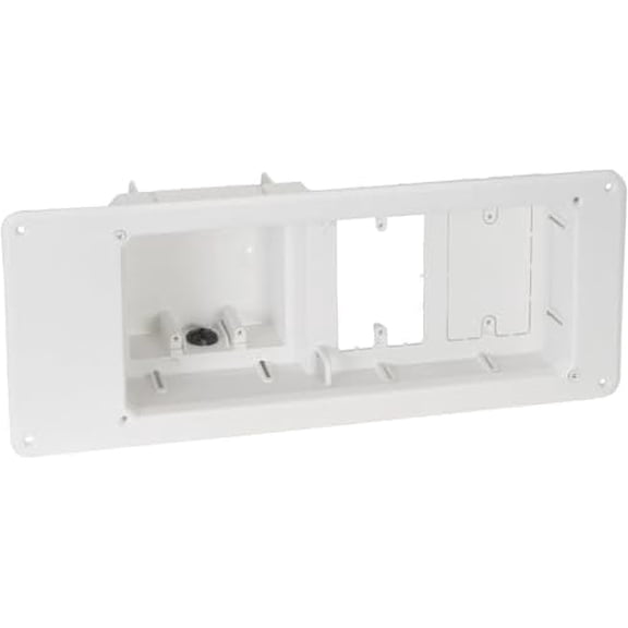 TVB613-1 Recessed TV Outlet Box with Paintable Trim Plate, White, 4-Gang$$