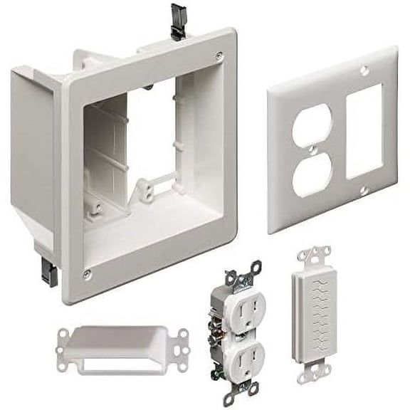 TVBR505K-1 TV Box Recessed Kit with Outlet and Wall Plates, 2-Gang, White, 1-Pack$$Tools & Hardware Other