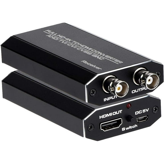 TVI/CVI/AHD to HDMI Converter, Full HD 4K 720P/ 1080P/ 3MP/ 4MP/ 5MP/ 8MP BNC to HDMI Video Adapter for Monitor HDTV DVRs