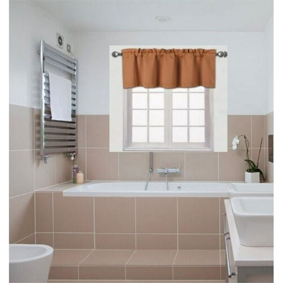 TVLO orange blackout thermal valance for short window curtain with rod pocket for kitchen bathroom home decor 54" x 18" inch 1 valance