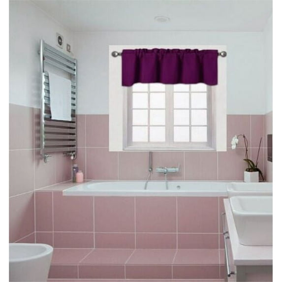 TVLO purple blackout thermal valance for short window curtain with rod pocket for kitchen bathroom home decor 54" x 18" inch 1 valance