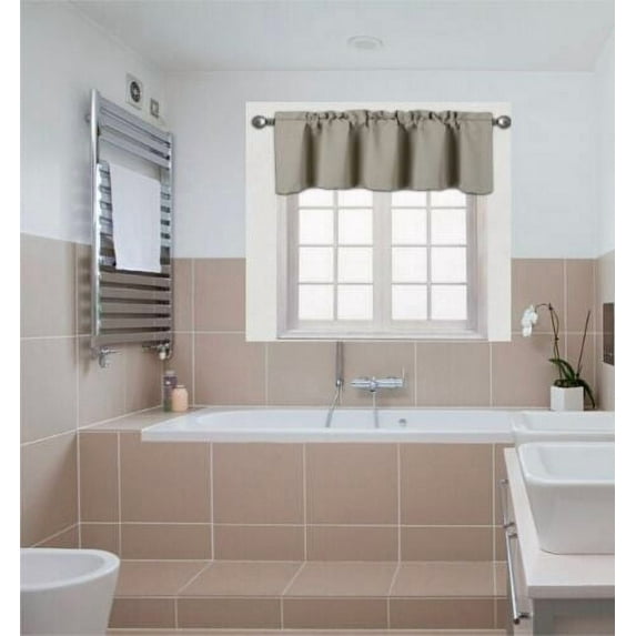 TVLO taupe blackout thermal valance for short window curtain with rod pocket for kitchen bathroom home decor 54" x 18" inch 1 valance