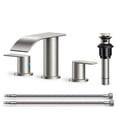 thumbnail image 1 of TVOFEK 8 inch Waterfall Bathroom Faucet 3 Hole, Brushed Nickel Widespread Bathroom Water Faucets with Metal Pop-up Drain and Supply Lines for Vanity Farmhouse, 1 of 15