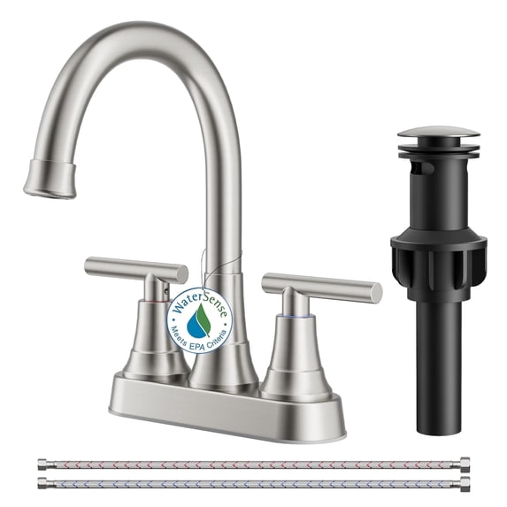 TVOFEK 4 inch Centerset Bathroom Faucet 2 or 3 Hole with Pop up Drain and cUPC Hose, 2-Handle Brushed Nickel Vanity Faucets for Restroom RV Bar Camper