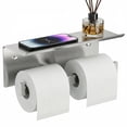thumbnail image 1 of TVOFEK Wall Mounted Toilet Paper Holder with Shelf, Brushed Nickel Stainless Steel Double Tissue Roll Holder Fits Mega Rolls for Bathroom Kitchen RV, 1 of 15