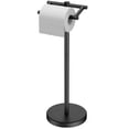 thumbnail image 1 of TVOFEK Freestanding Toilet Paper Holder Stand, Toilet Roll Holder Stainless Steel, Post Pivoting Design & Stable Weighted Base, Matte Black, 1 of 15