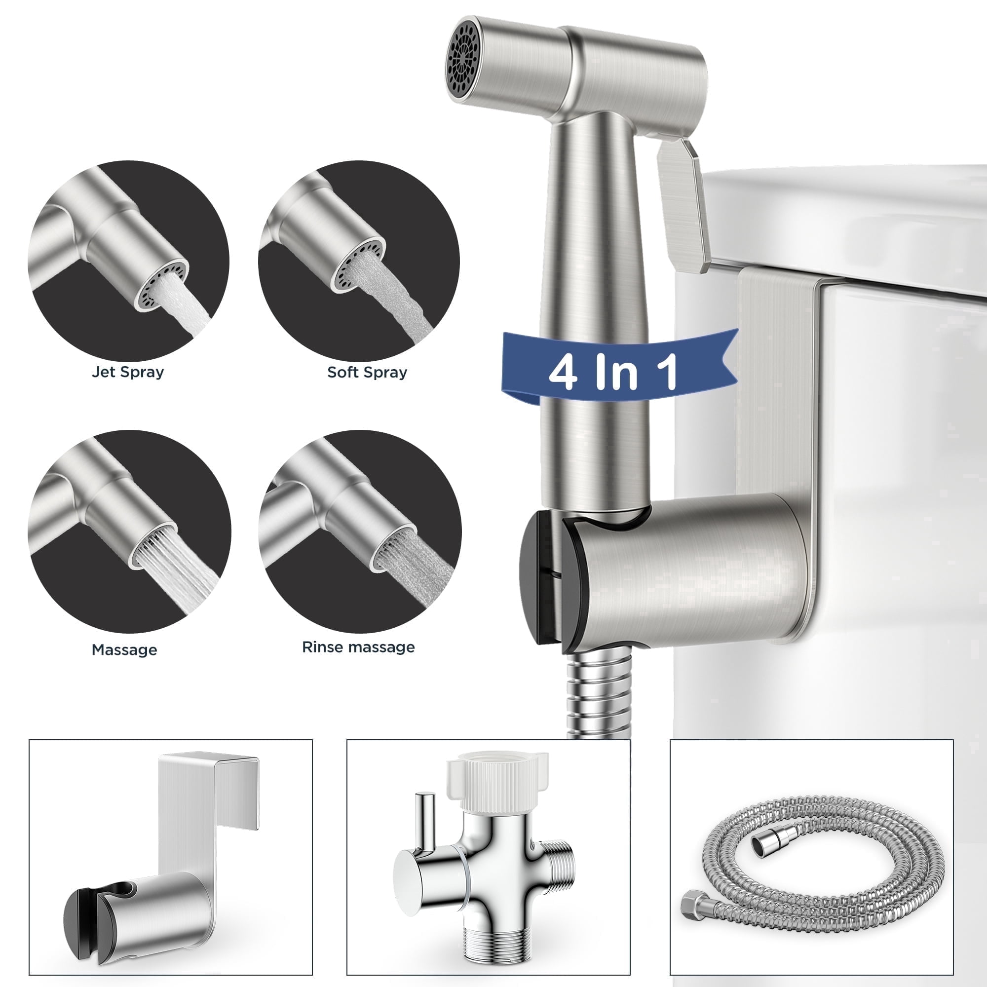 TVOFEK Handheld Bidet Sprayer for Toilet, Jet Spray Kit 2 Modes Adjustable Pressure, Bidet Attachment for Feminine Wash & Shower, Wall/Toilet Mount