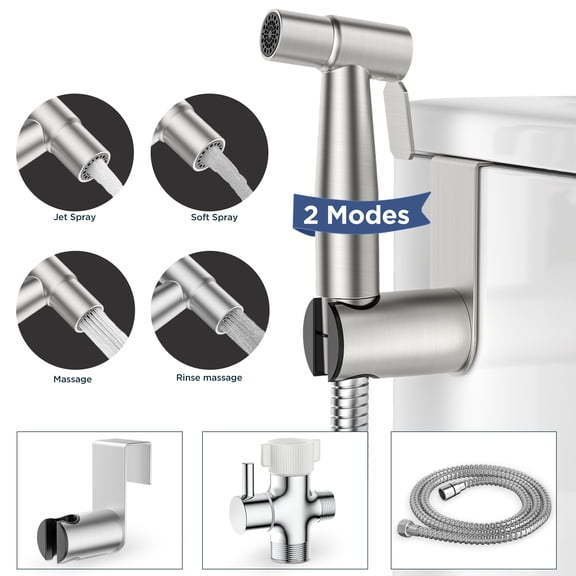 TVOFEK Handheld Bidet Sprayer for Toilet, Jet Spray Kit 2 Modes Adjustable Pressure, Bidet Attachment for Feminine Wash & Muslim Shower, Wall/Toilet Mount