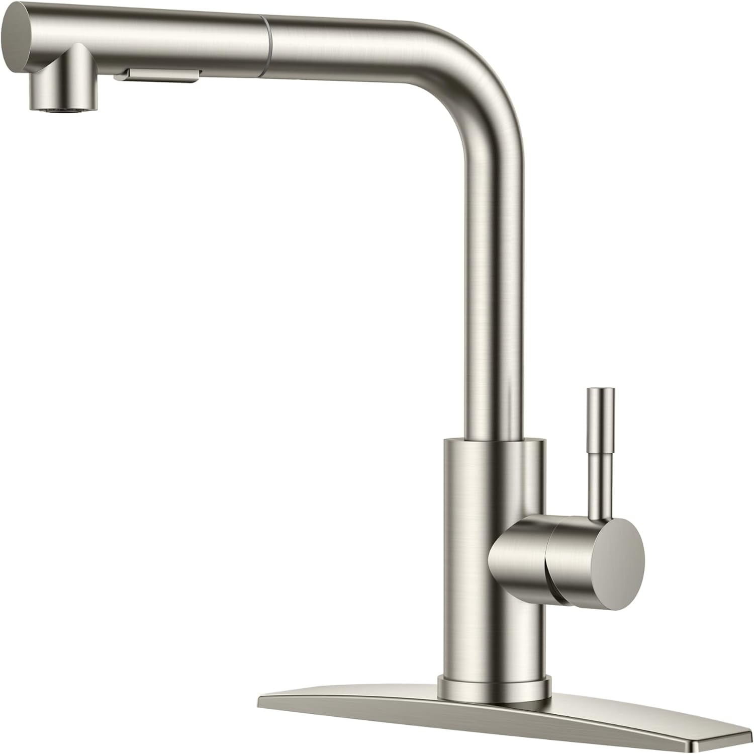TVOFEK Kitchen Faucet Brushed Nickel, Kitchen Faucet With Pull Down Sprayer Single Handle,Stainless Steel with Deck Plate for 1 or 3 Hole, Perfect for Kitchen, Sinks, Laundry Rooms and Bars