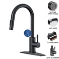 thumbnail image 1 of TVOFEK Kitchen Faucet with Pull Down Sprayer, Matte Black Kitchen Sink Faucets High Arc Modern for 1 or 3 Holes with Deck Plate for RV Farmhouse Laundry, 1 of 13