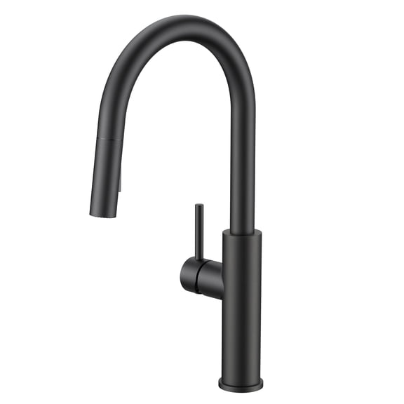TVOFEK Kitchen Faucet with Slim Straight Cylindrical Pull Down Sprayer Nozzle, Matte Black Stainless Steel with Deck Plate for 1 or 3 Hole,Single Handle Faucets for RV Laundry Bar Camper