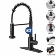 thumbnail image 1 of TVOFEK Matte Black Kitchen Faucet with Sprayer 3-Mode, Commercial Single Handle Stainless Steel Sink Faucets with Deck Plate for RV Bar Laundry Camper Farmhouse, 1 of 14