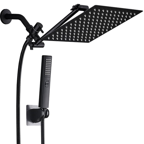 TVOFEK Rain Shower Head With Handheld Spray Combo, 10 Inch Stainless Steel High Pressure Shower head with Adjustable Extension Arm, with Anti-leak 60" Hose and Mounting Hardware for Bathroom