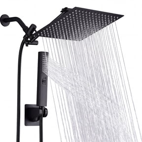 TVOFEK Rain Shower Head With Handheld Spray Combo, 10 Inch Stainless Steel High Pressure Shower head with Adjustable Extension Arm, with Anti-leak 60" Hose and Mounting Hardware for Bathroom