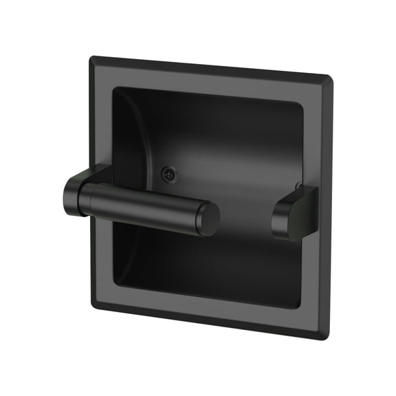 TVOFEK Recessed Toilet Paper Roll Holder, Stainless Steel Wall Mount Tissue Roll Holder for Bathroom with Mounting Bracket, Matte Black