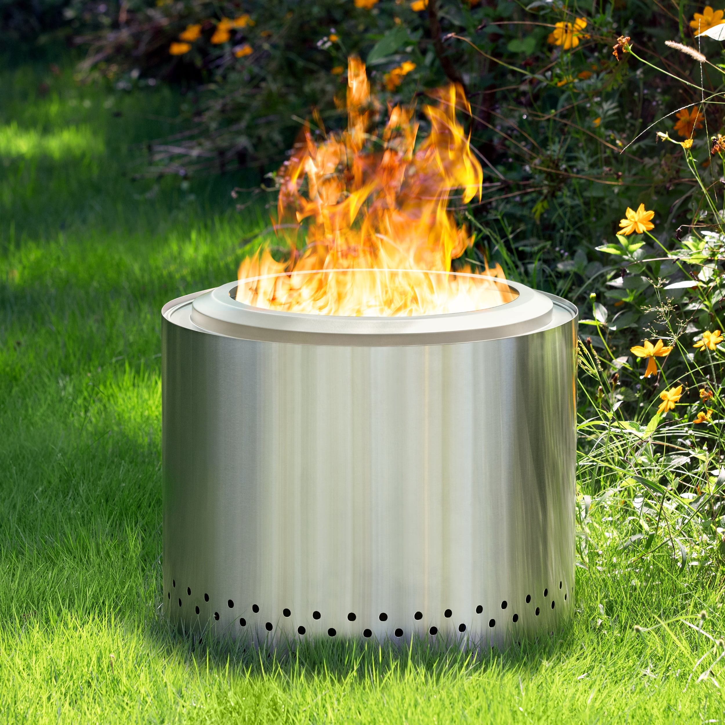 TVOFEK Smokeless Fire Pit with Removable Ash Pan, 19.7 inch Lightweight Wood Burning Firepits Stainless Steel for Camping, Bonfire, Picnic