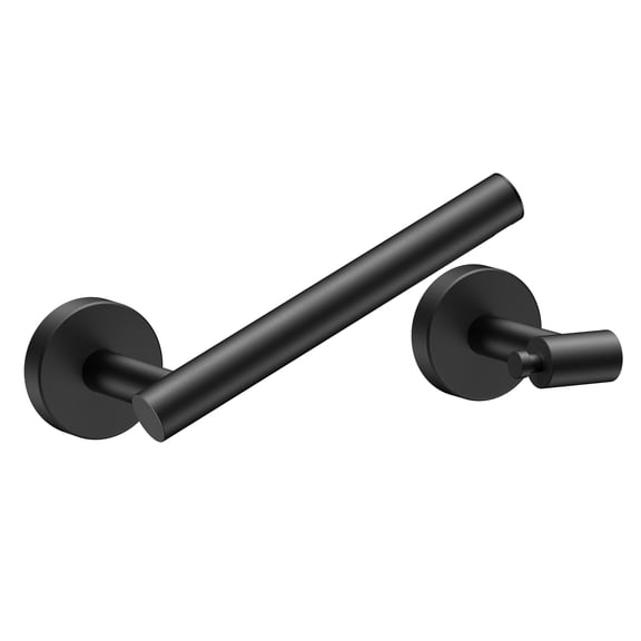 TVOFEK Toilet Paper Holder Wall Mount, Double Post Pivoting Toilet Paper Roll Holder Stainless Steel for Bathroom Kitchen, Modern Black Tissue Holder