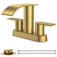 thumbnail image 1 of TVOFEK Waterfall Centerset Bathroom Faucets for 2 or 3 Hole with Metal Pop up Drain and cUPC Hose, 4 inch Brushed Gold Two Handles Basin Sink Faucet for Vanity RV Lavatory, 1 of 16
