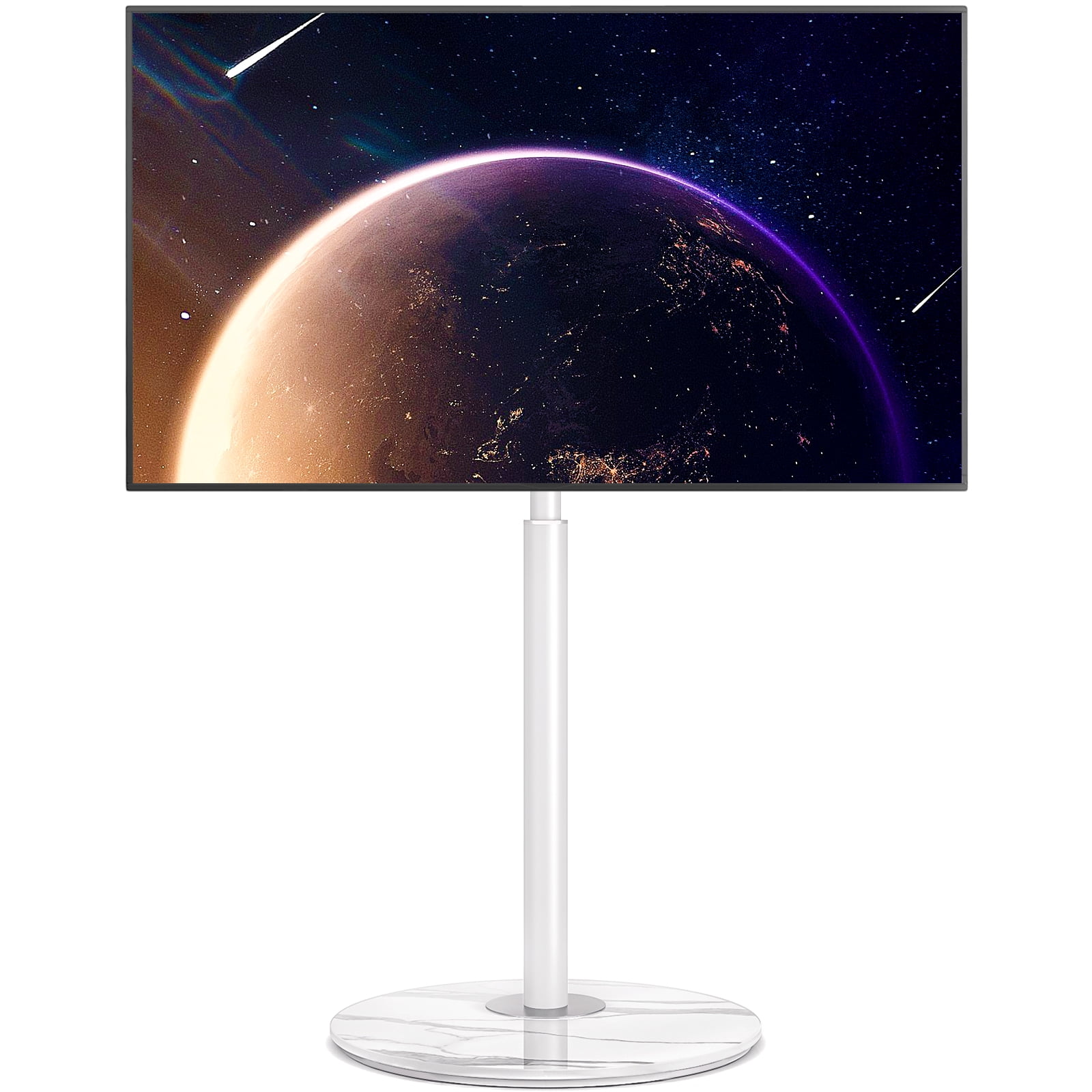 TVON 55 to 65 inch TV Stand Swivel TV Floor Stand with White Round Base